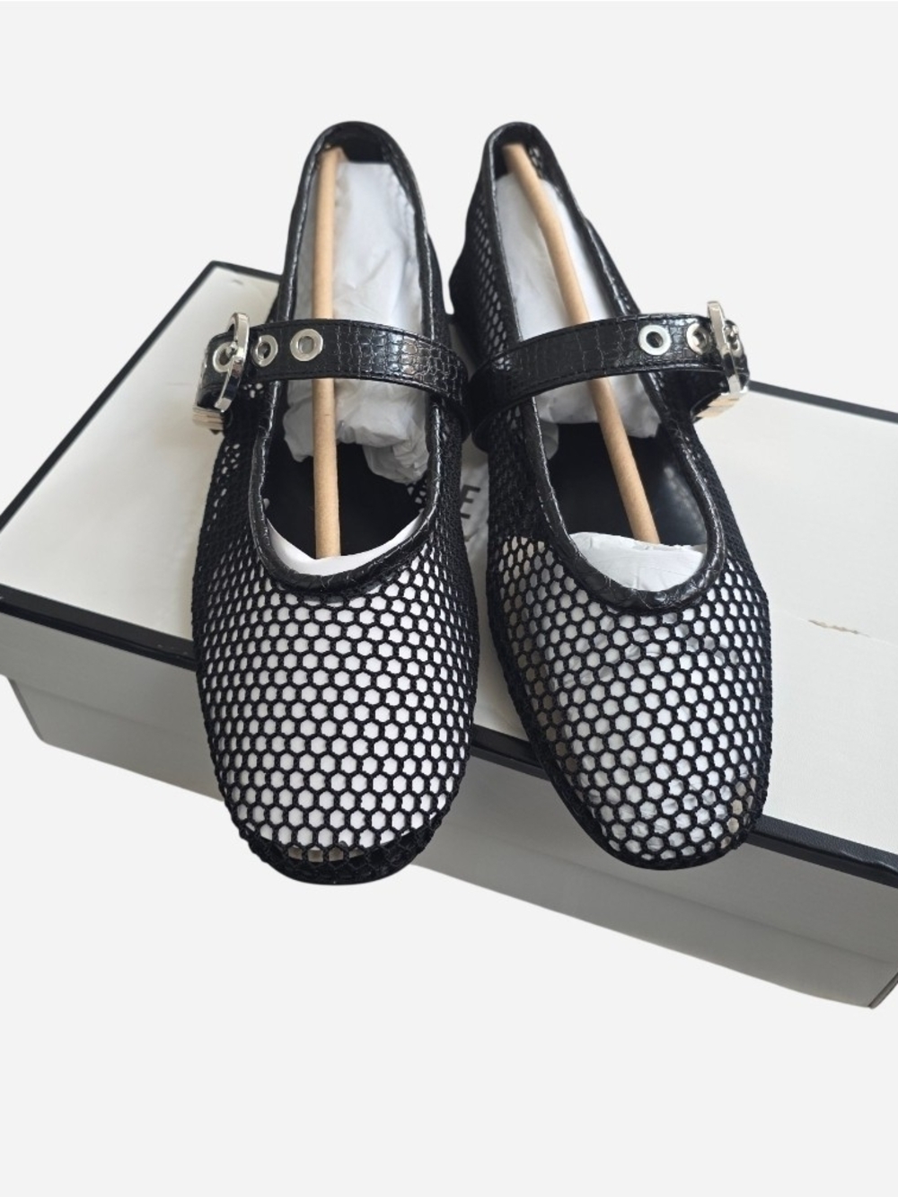 Steve Madden Lucia Black Mesh Mary Jane Ballet Flats Size 8.5 NIB